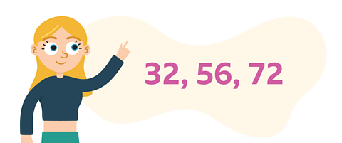 A child is pointing towards a thought bubble. The numbers within the bible are 32, 56, 72.