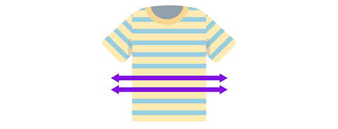 Same t-shirt as previous picture now with lines on either side of the stripes to show that the stripes form parallel lines.