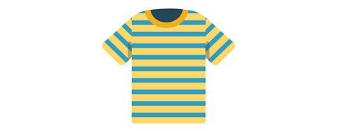 A t-shirt with stripes that go from left to right.