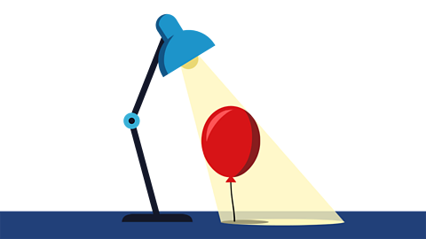 A lamp directly over a balloon