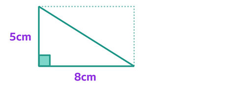 Rectangle divided diagonally with one triangle highlighted.