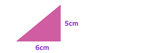 Triangle with dimensions 5cm height and 6cm base.