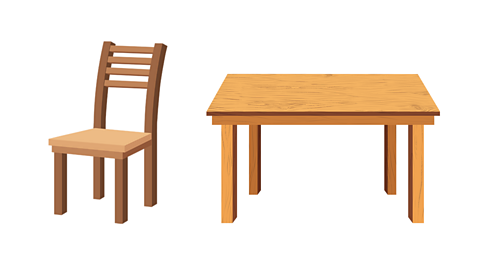 A wooden chair and table