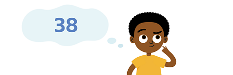 Lucas looking puzzled at the number 38.