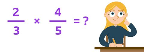 An equation showing two thirds multiplied by four fifths = ?