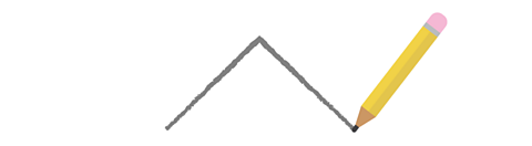 A pencil and two lines. The lines form the two top sides of a triangle. It looks like the roof of a house.