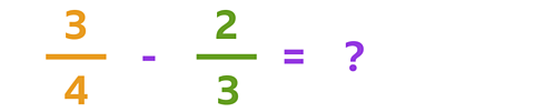 The fraction three quarters minus two thirds = ?