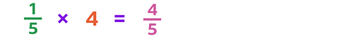 one fifth multiplied by 4 equals four fifths
