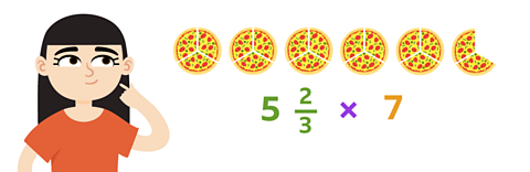 Five and two thirds multiplied by seven