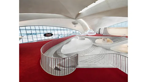 Images of the curved surface style of TWA Hotel Eero Saarinen featured in the book era design (credit: TWA Hotel)