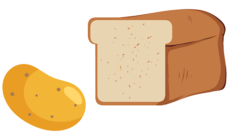 a potato and a loaf of bread