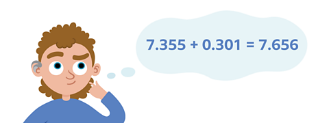 The number sentence 7.355+0.301=7.656 