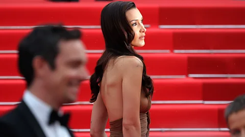Getty Images Bella Hadid on 2024 Cannes red carpet in sheer dress (Credit: Getty Images)