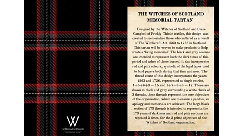 The Witches of Scotland/ Clare Campbell The Witches of Scotland official tartan memorialises those who were tortured and executed (Credit: The Witches of Scotland/ Clare Campbell)