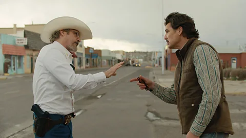 Courtesy of Cannes Film Festival Joaquin Phoenix and Pedro Pascal in Eddington (Credit: Courtesy of Cannes Festival)