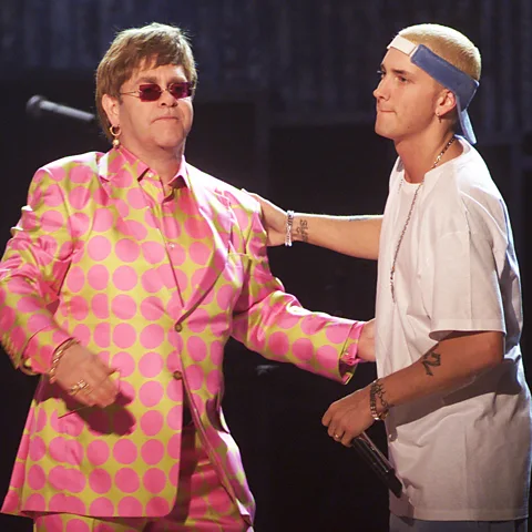 Getty Images Eminem performing Stan at the 2001 Grammys with Elton John, in what was one of the awards' most unexpected but memorable duets ever (Credit: Getty Images)