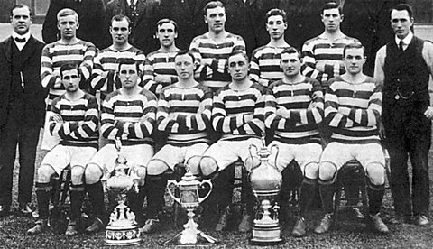 A team photo of the 1908 Celtic FC squad.