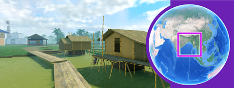 Image of wooden homes on stilts