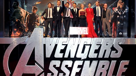 Actors Mark Ruffalo, Tom Hiddleston, Robert Downey Jr, Jeremy Renner, Scarlett Johansson, Cobie Smulders, Chris Hemsworth and Clark Gregg attend the European Premiere of Marvel Studios Avengers Assemble