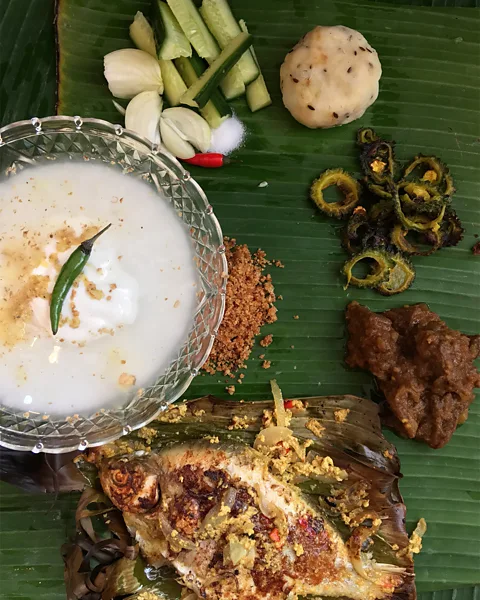 Ramya Maitreyee The dish is usually served with sides like fried fish and mashed potatoes (Credit: Ramya Maitreyee)