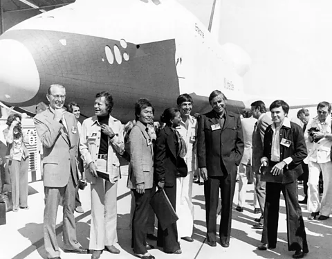 Getty Images Several members of the Star Trek cast attending the unveiling ceremony of the space shuttle Enterprise in Palmdale on 17 September 1976 (Credit: Getty Images)