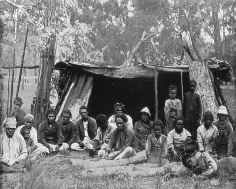 A photograph of native Australian people in Queensland, late 18th century.