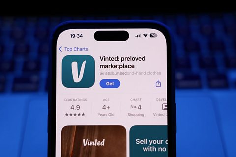 The vinted app information is seen in the apple store on a mobile