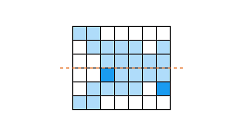 Darker squares have been added to the original pattern, from top to bottom, on row four at position three and row five at position seven