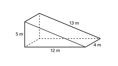 A prism with 2 triangular faces, a rectangle and a square. 