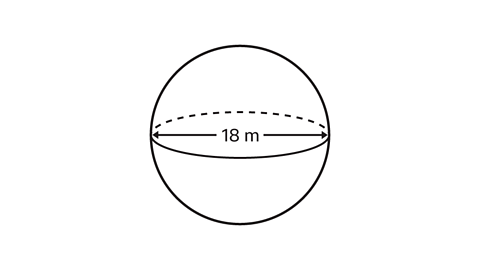 A sphere with a diameter of 18 m.