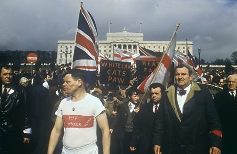 Protests against direct rule by Unionists outside Stormont, 1972.