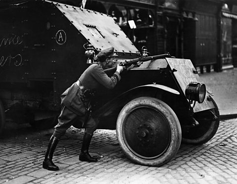 An Irish National Army soldier during the Irish Civil War, 1922.