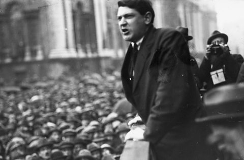Michael Collins speaking to a Dublin crowd, 1921.