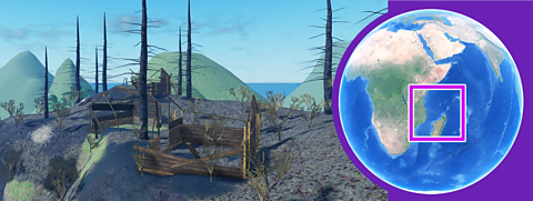 Abandoned homes on an island