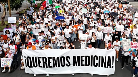 Getty Images Shortages of drugs has led to protests from patients in some parts of the world (Credit: Getty Images)
