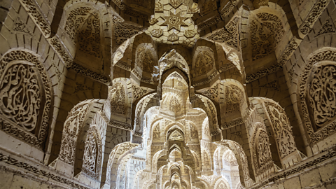 Carvings in the Abbasid Palace in Baghdad Iraq from the Golden Age of Islam.
