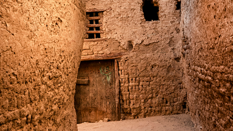 A photo of mudbrick homes in Al Qasr, Egypt.