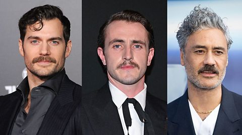 Henry Cavill, Paul Mescal and Taika Waititi all dressed smartly for red carpets, all wearing different styles of moustache