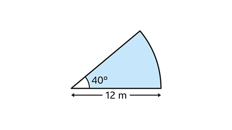 Sector with a radius of 12 metres and an angle of 40 degrees