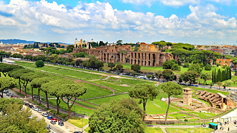 A photograph of the Circus Maximus in Rome.