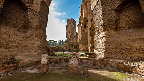 A photograph of the Bath of Caracalla in Rome.