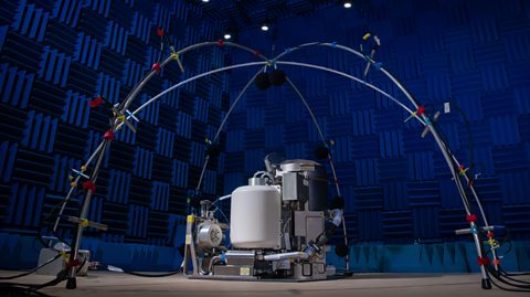 NASA Universal Waste Management System space toilet tested in acoustic chamber for International Space Station and Artemis missions