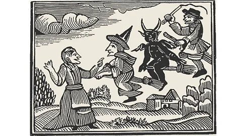 Getty Images The earliest known depiction of a witch in a black pointed hat is from 1693 (Credit: Getty Images)