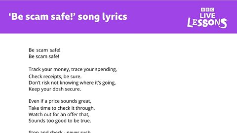 'Be scam safe!' song lyrics