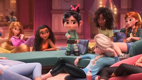 Wreck-It Ralph scene featuring Disney princesses