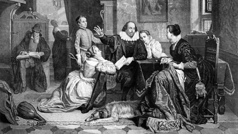 Alamy Illustration of Shakespeare reciting Hamlet to his family (Credit: Alamy)