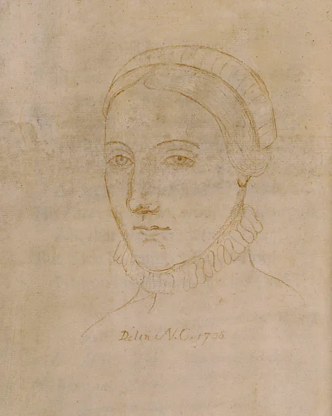 Getty Images This 1708 portrait-line drawing is the only surviving image that may depict Anne Hathaway, or Agnes as she's called in the film (Credit: Getty Images)