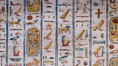 A photo of hieroglyphics in the tomb of Ramesses IV.