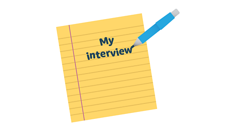 A piece of paper and a pen with the words 'my interview'. 