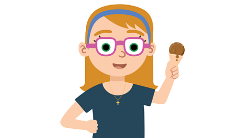 A girl holding an ice-cream.